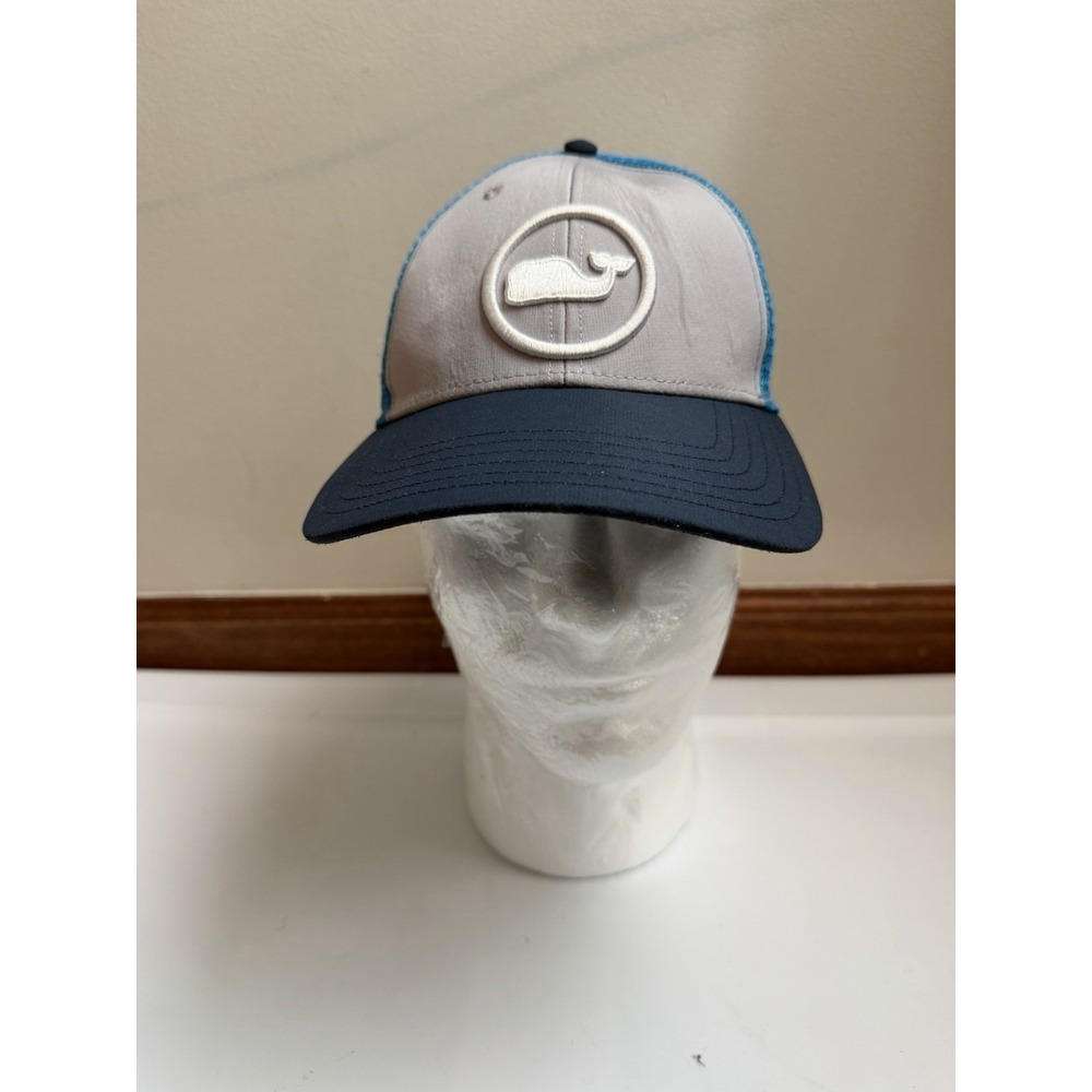 Vineyard Vines Blue Trucker Mesh Snapback Hat Cap Whale Logo Adult Size